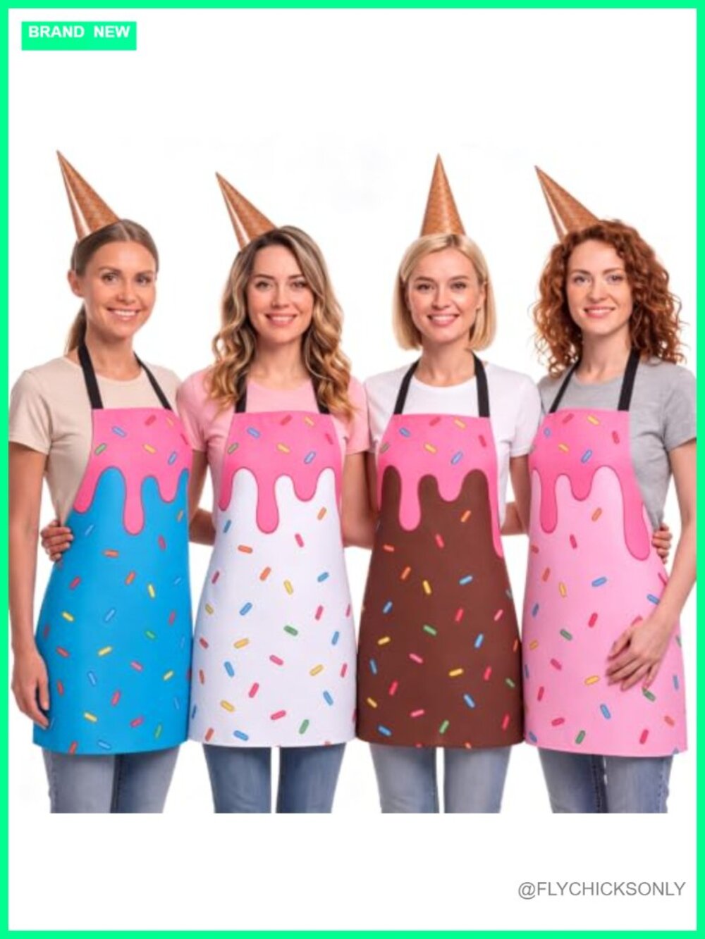 Set of 4 Ice Cream Apron & Cone Headband Halloween Adult Costume